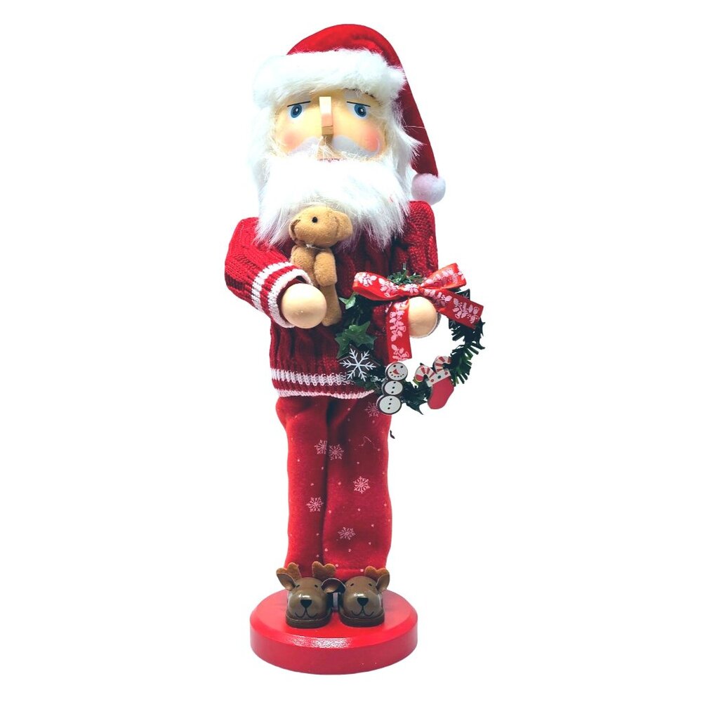 Christmas Eve Santa Pajamas Reindeer Slippers Teddy Bear 14" Nutcracker